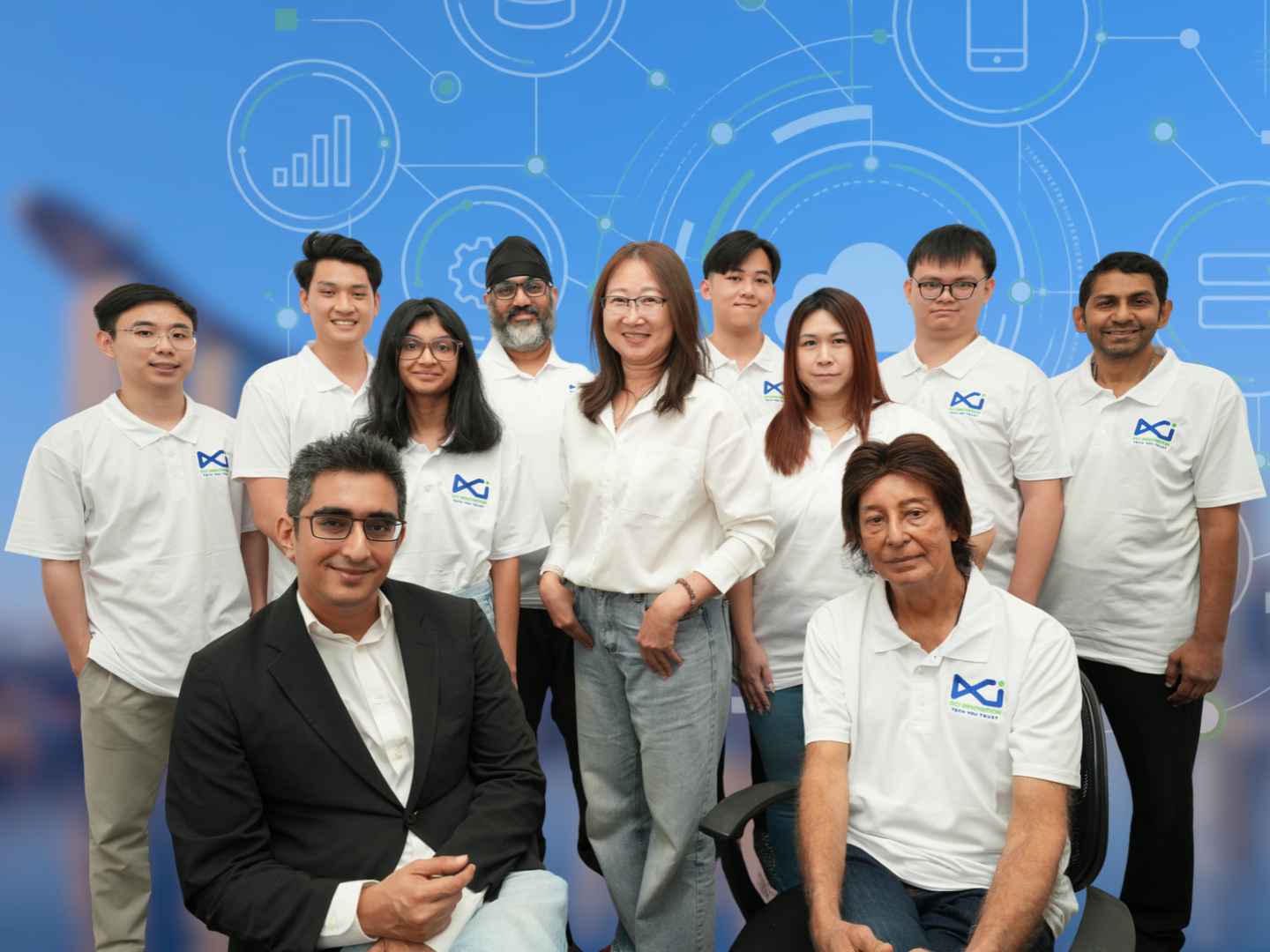 DCI Innovation Team - IT Managed Services & Consulting Singapore Dedicated DCI Innovation team collaborating around laptops and workstations in a modern Singapore office